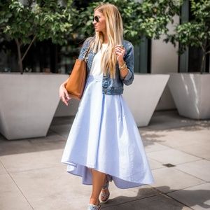 LIGHT BLUE AND WHITE STRIPED DRESS
